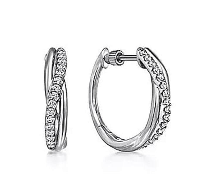 Sterling Silver White Sapphire Twisted Hoop Earrings
