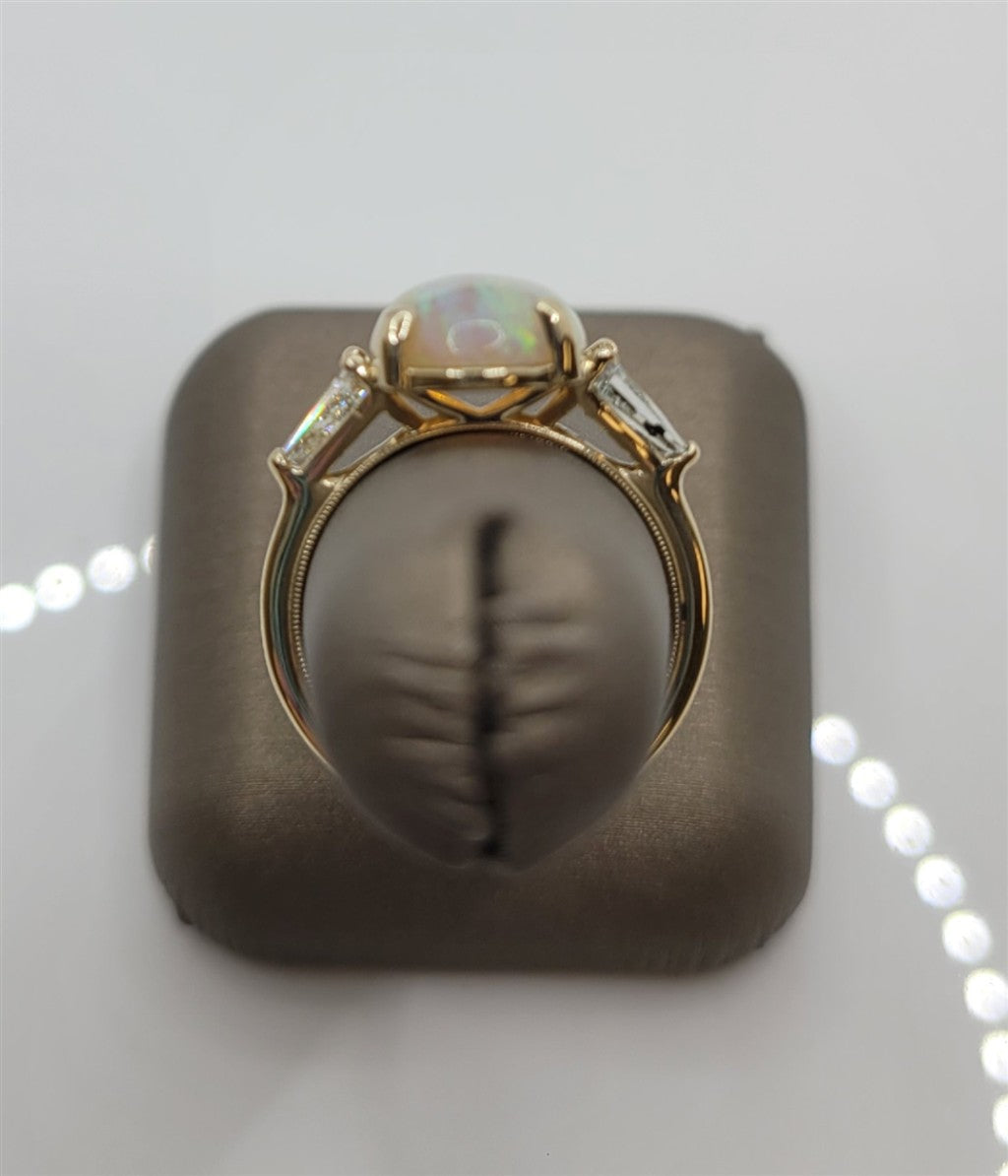 14K Yellow Gold Opal & Diamond Fashion Ring