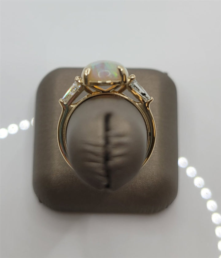 14K Yellow Gold Opal & Diamond Fashion Ring
