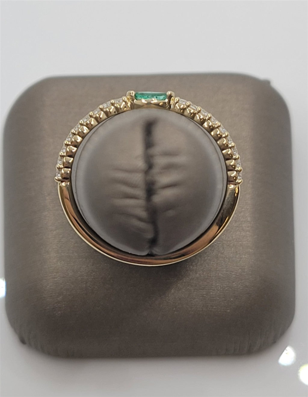 14K Yellow Gold Emerald & Natural Diamond Stackable Ring