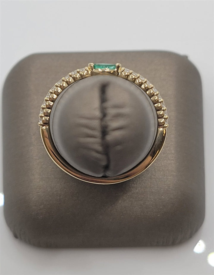 14K Yellow Gold Emerald & Natural Diamond Stackable Ring