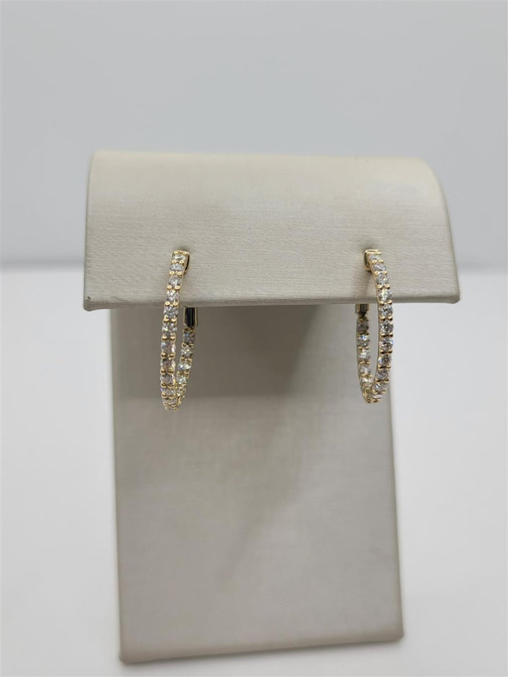 14K Yellow Gold Oval-Shaped Inside-Out Diamond Hoop Earrings