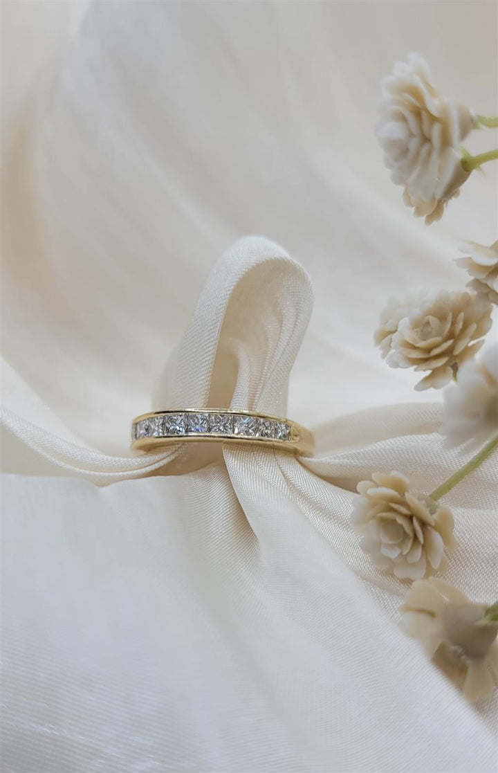 14K Yellow Gold Channel set Diamond Wedding Ring