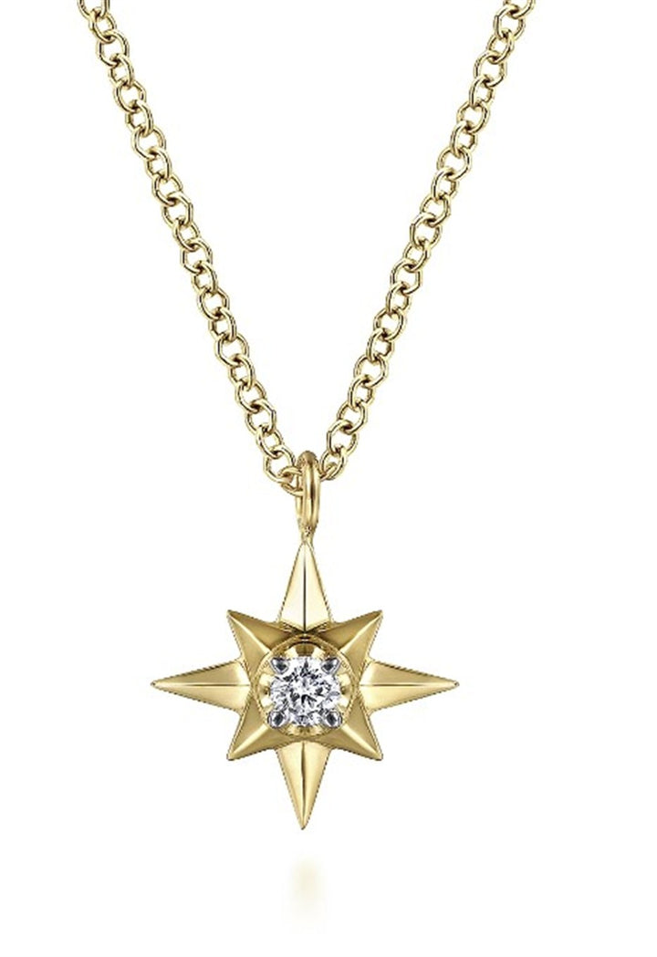 14K Yellow Gold 0.04 Ctw Gabriel & Co. Diamond Star Necklace