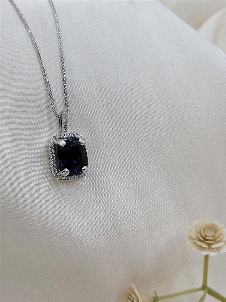 14K White Gold Iolite & Diamond Gemstone Necklace