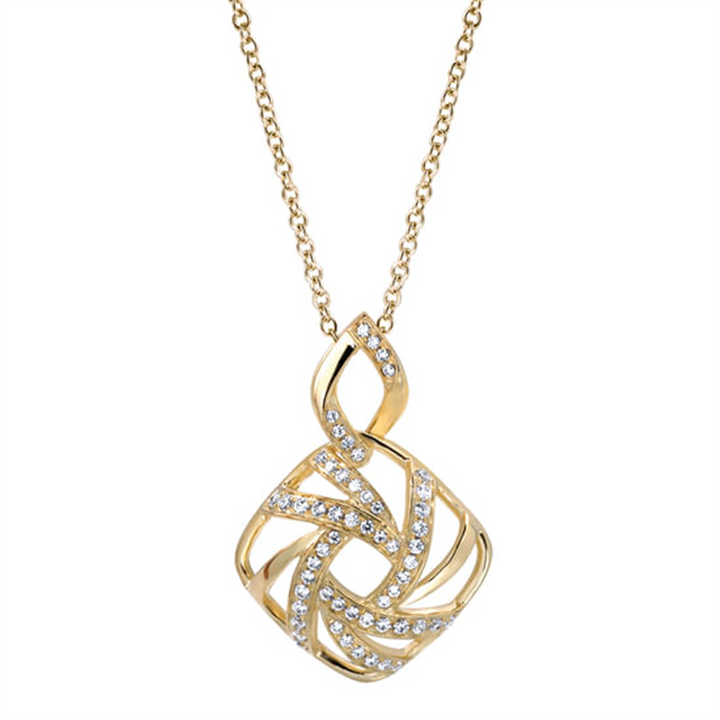 18" 14K Yellow Gold Geometric Diamond Fashion Necklace
