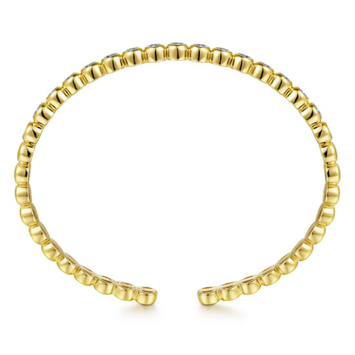 14K Yellow Gold Diamond Station Open Bangle