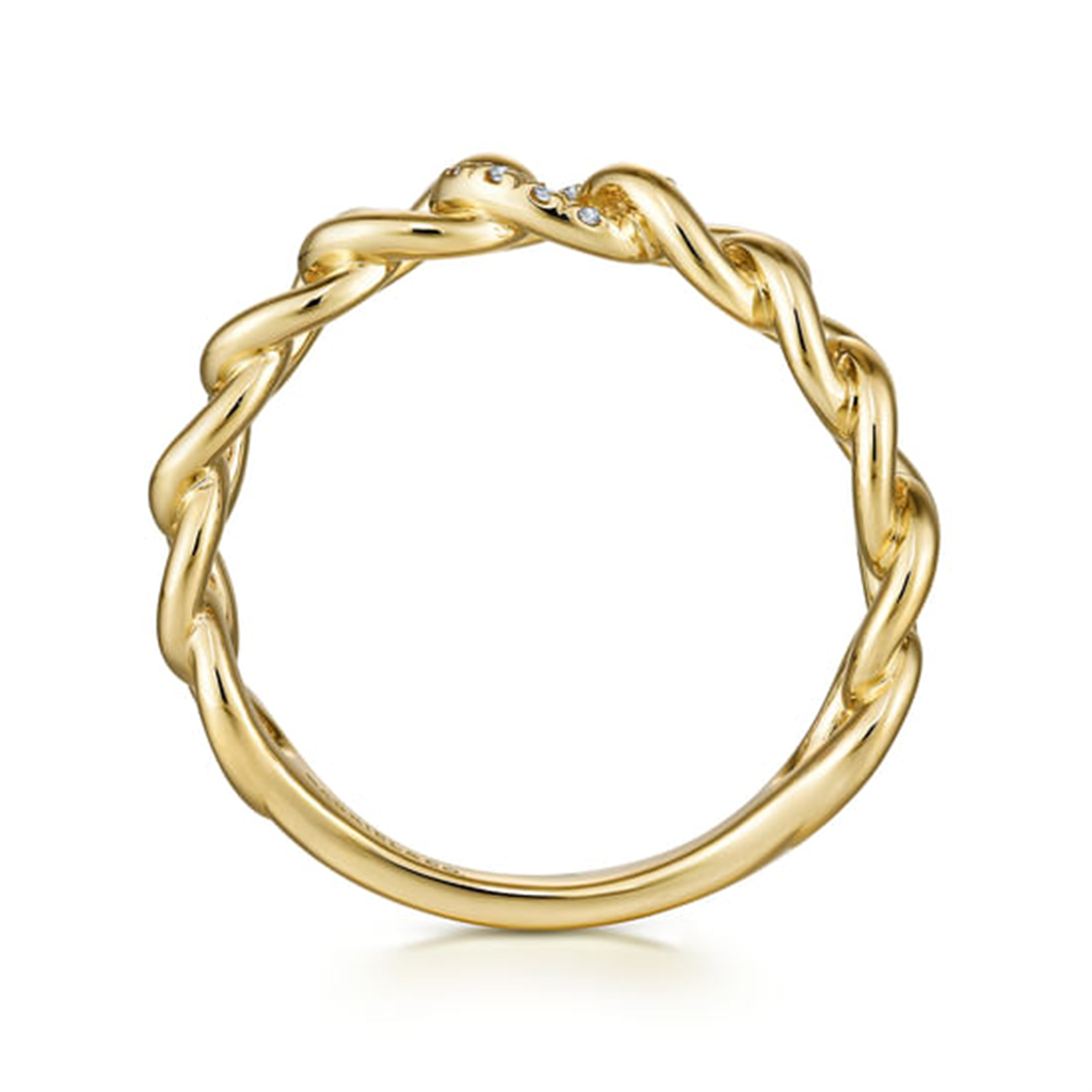14K Yellow Gold Chain Link Diamond Ring