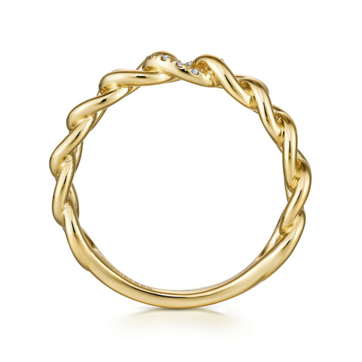 14K Yellow Gold Chain Link Diamond Ring