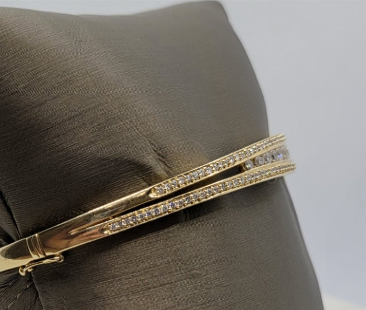 14K Yellow Gold Diamond By-Pass Bangle Bracelet