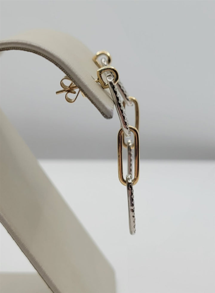 14K White & Yellow Gold Diamond Paper-Clip Link Earrings