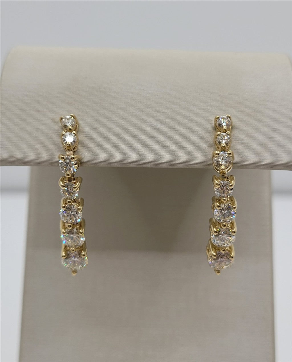 14K Yellow Gold Graduated Diamond Dangle Earrings