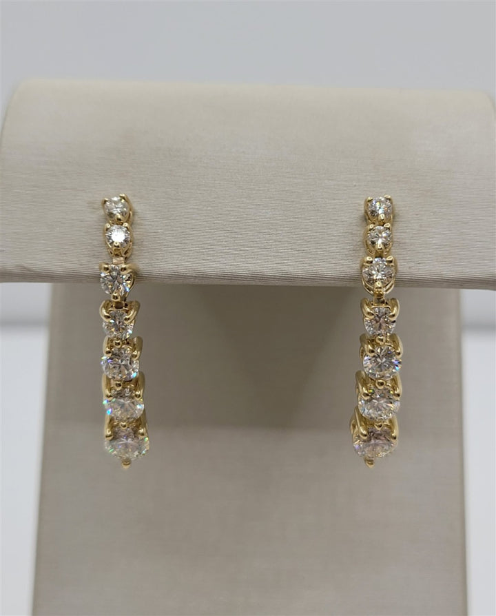14K Yellow Gold Graduated Diamond Dangle Earrings