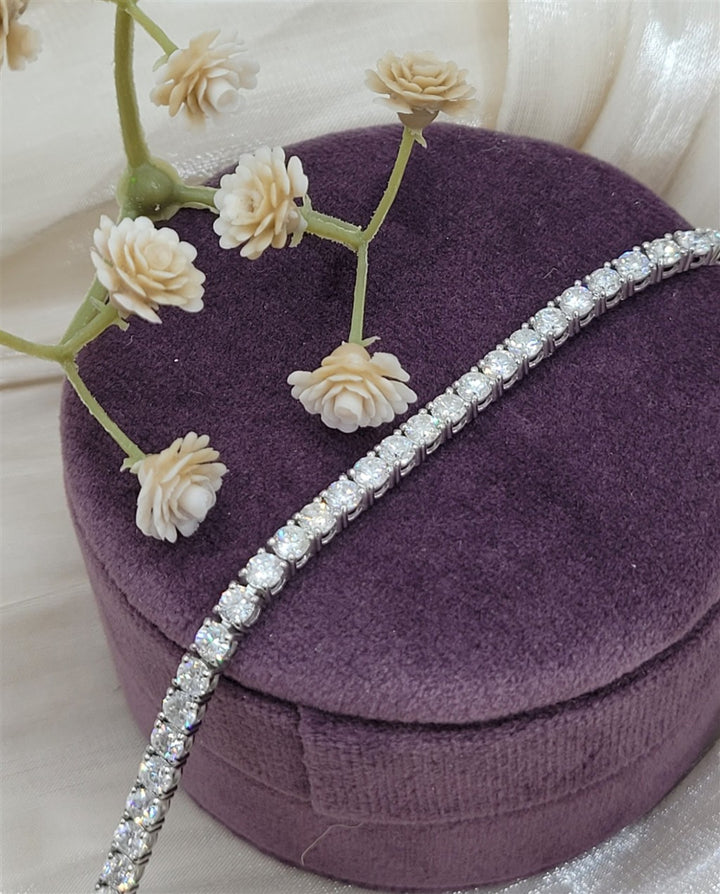 7" 14K White Gold Natural Diamond Tennis Bracelet