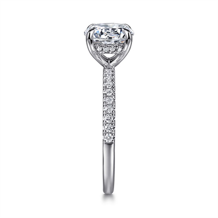 14K White Gold Hidden Halo Diamond Engagement Ring Mounting