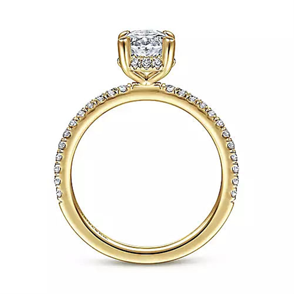 14K Yellow Gold Hidden Halo Gabriel & Co Diamond Mounting Ring