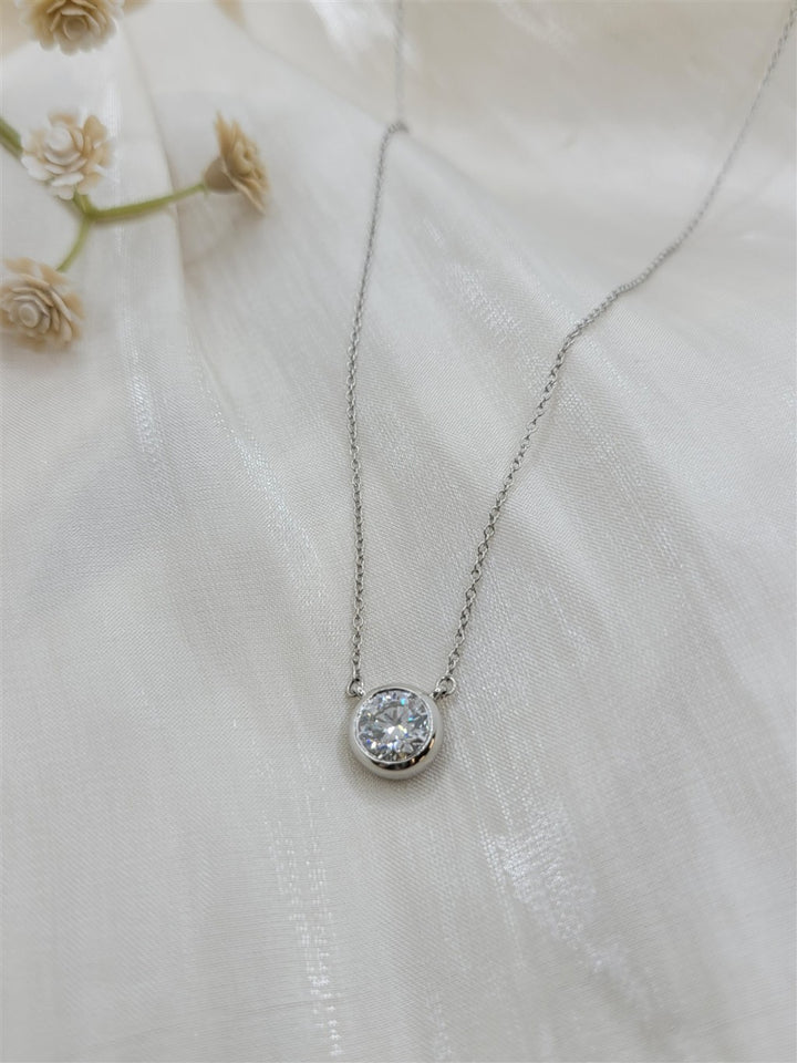 14K White 1 Ctw Lab-Grown Diamond Adjustable 16-18" Necklace