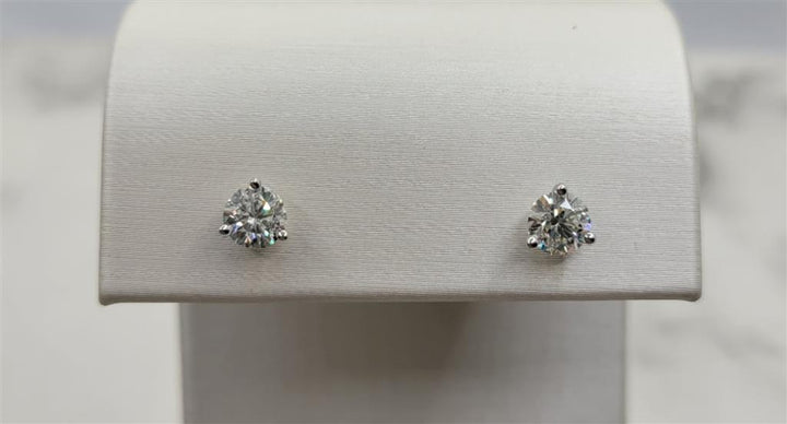 14K White Gold 1.00 ctw Round cut Diamond Stud Earrings