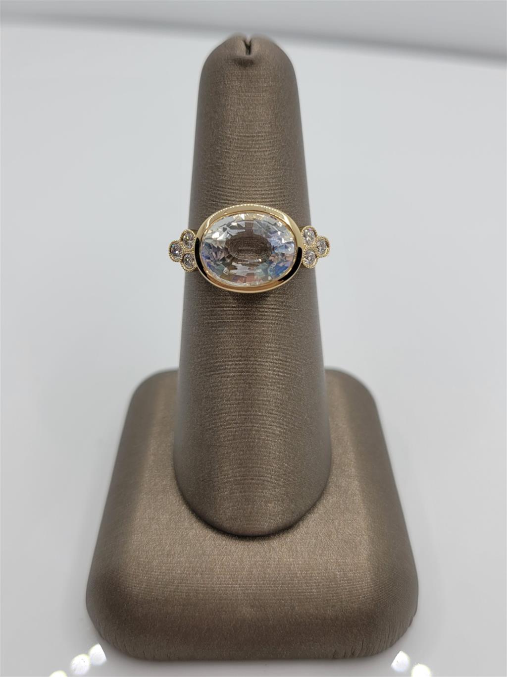 14K Yellow Gold Moonstone & Diamond Fashion Ring