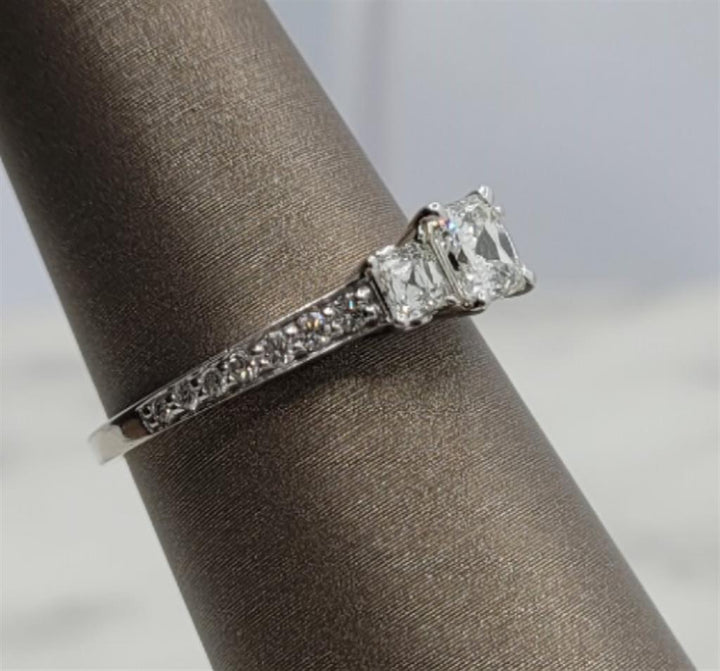 18K White Gold Three Stone Christopher Designs Diamond Engagement Ring