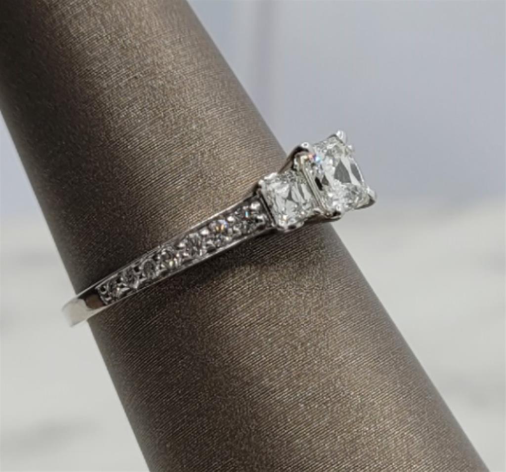 18K White Gold Three Stone Christopher Designs Diamond Engagement Ring