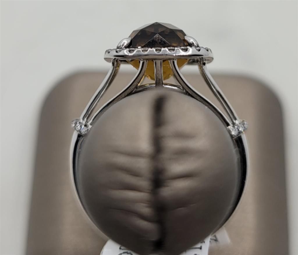 14K White Gold Fashion Cognac & Diamonds Gemstone Ring