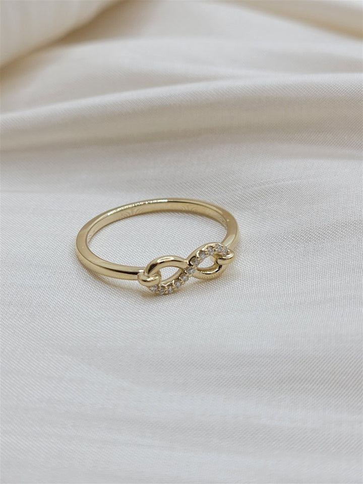 14K Yellow Gold Natural Diamond Infinity Ring