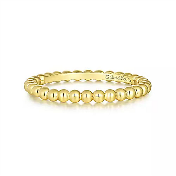 14K Yellow Gold Beaded Gold Fashion Ring