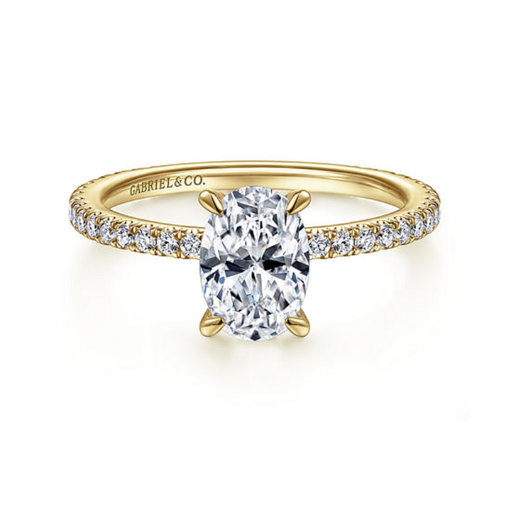 14K Yellow Gold Hidden Halo Diamond Engagement Ring Mounting