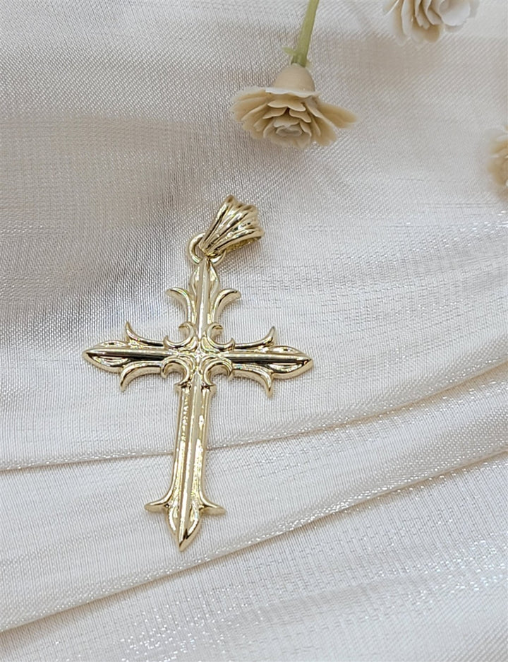 14K Yellow Gold Custom Designed Cross Pendant