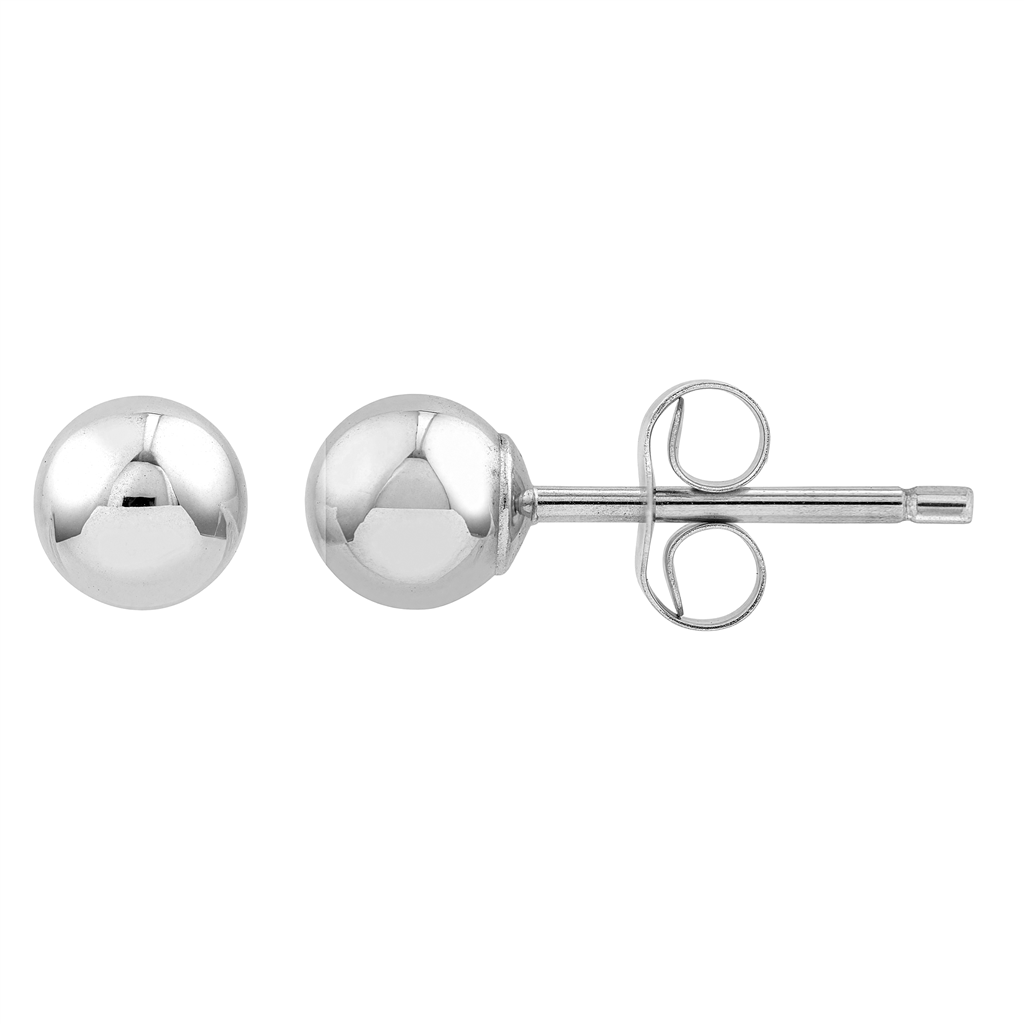 14K White Gold 4mm Hollow Ball Stud Earrings