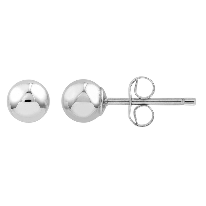 14K White Gold 4mm Hollow Ball Stud Earrings