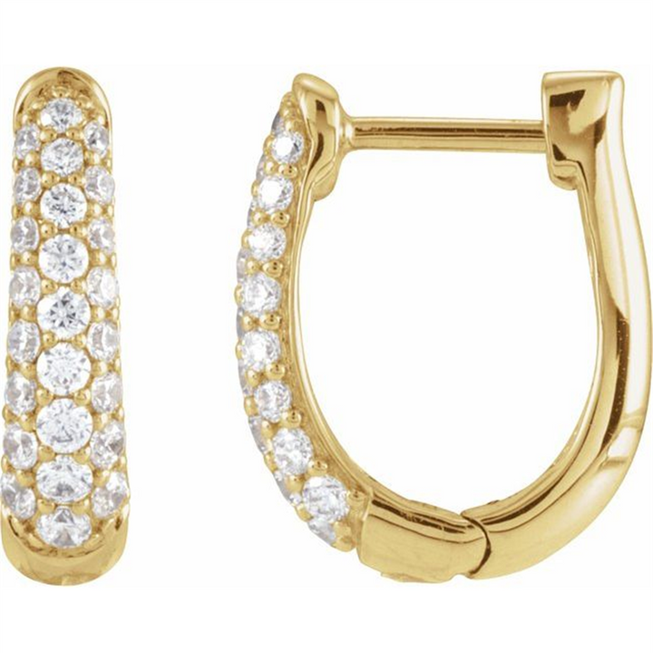 14K Yellow 1/2 Ctw Natural Diamond Hoop Earrings