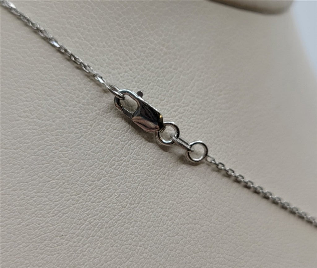 14K White Gold .51 ctw Round Diamond Cluster Necklace