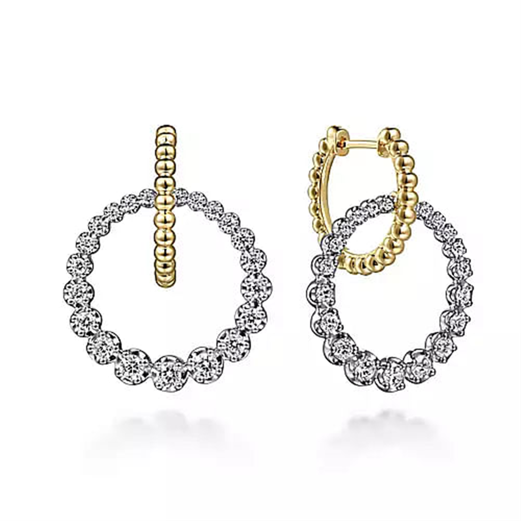 14K Two-Tone Gold Round  Diamond Bujukan Fashion Earrings