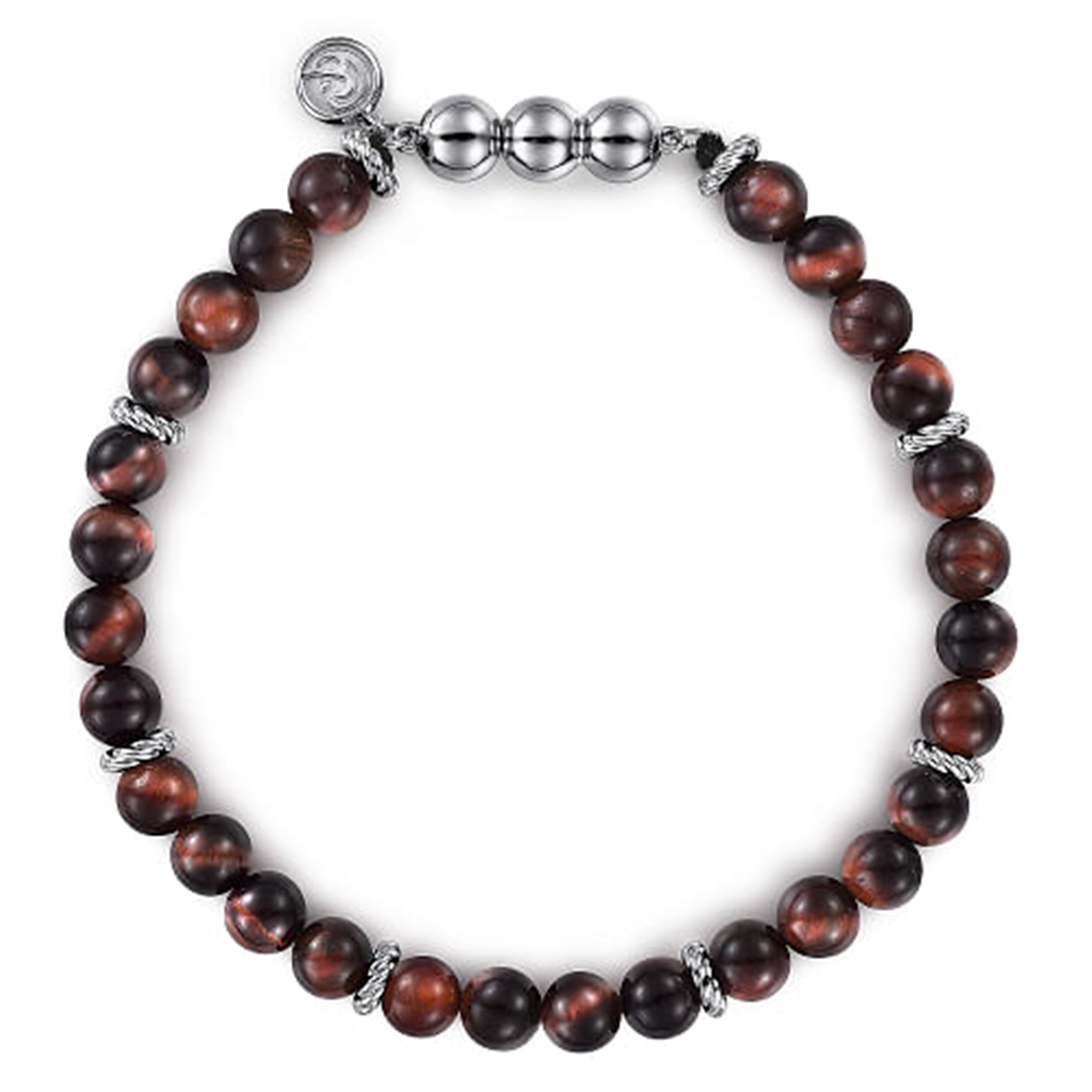 Men's Sterling Silver "Gabriel & Co." Tiger Eye's Beaded Bracelet