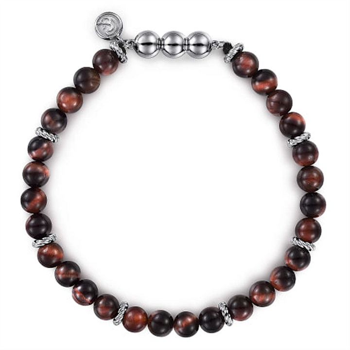 Men's Sterling Silver "Gabriel & Co." Tiger Eye's Beaded Bracelet