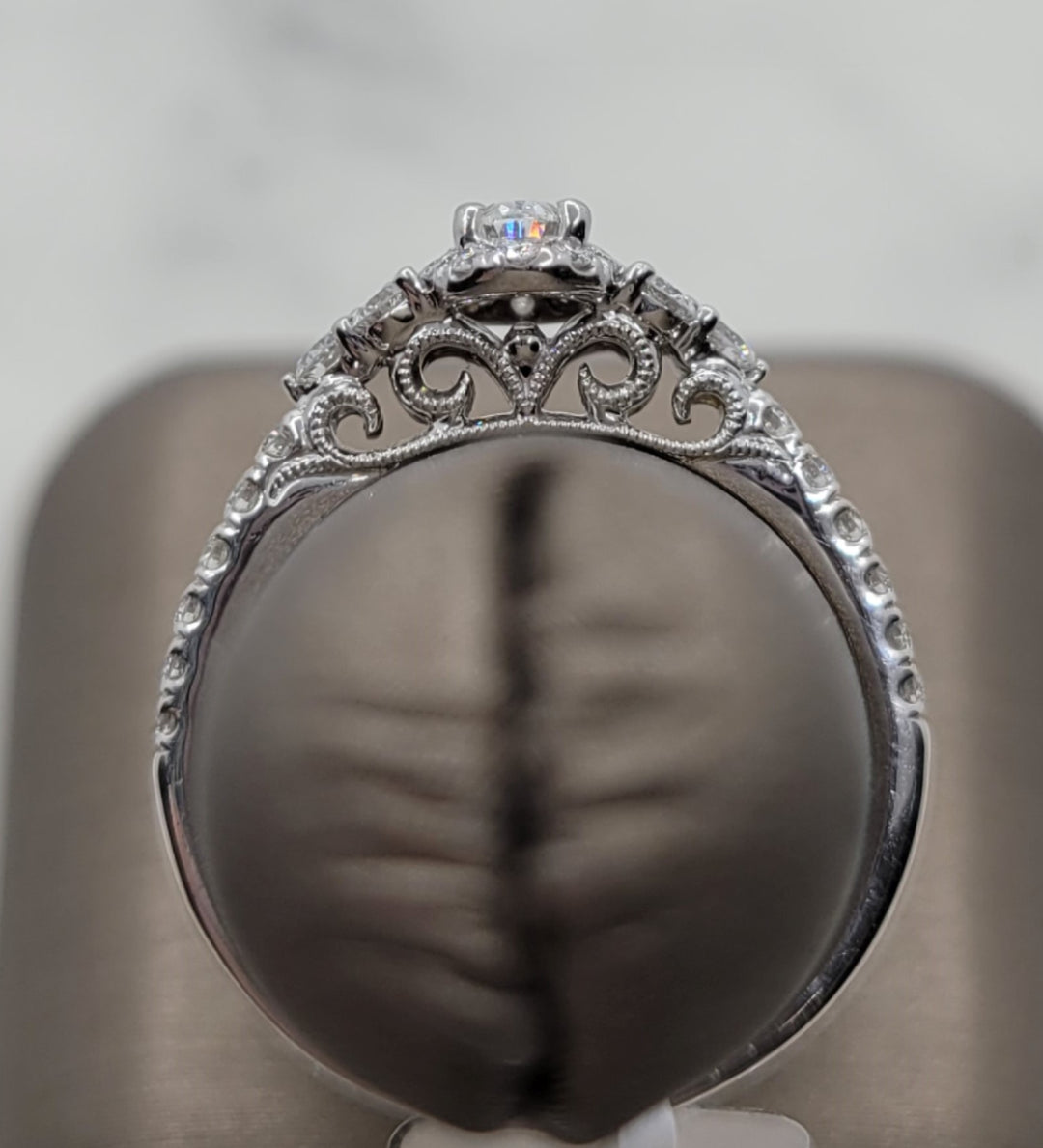 14K White Gold Halo Gabriel & Co Diamond Engagement Ring