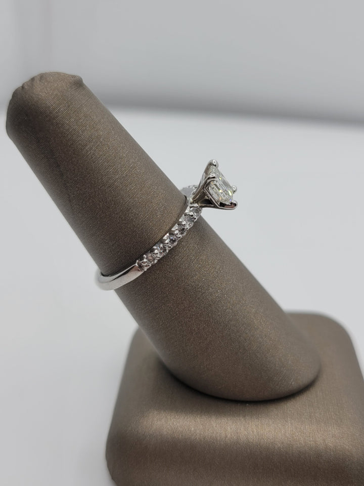 14K White Gold Classic Princess Cut Diamond Engagement Ring