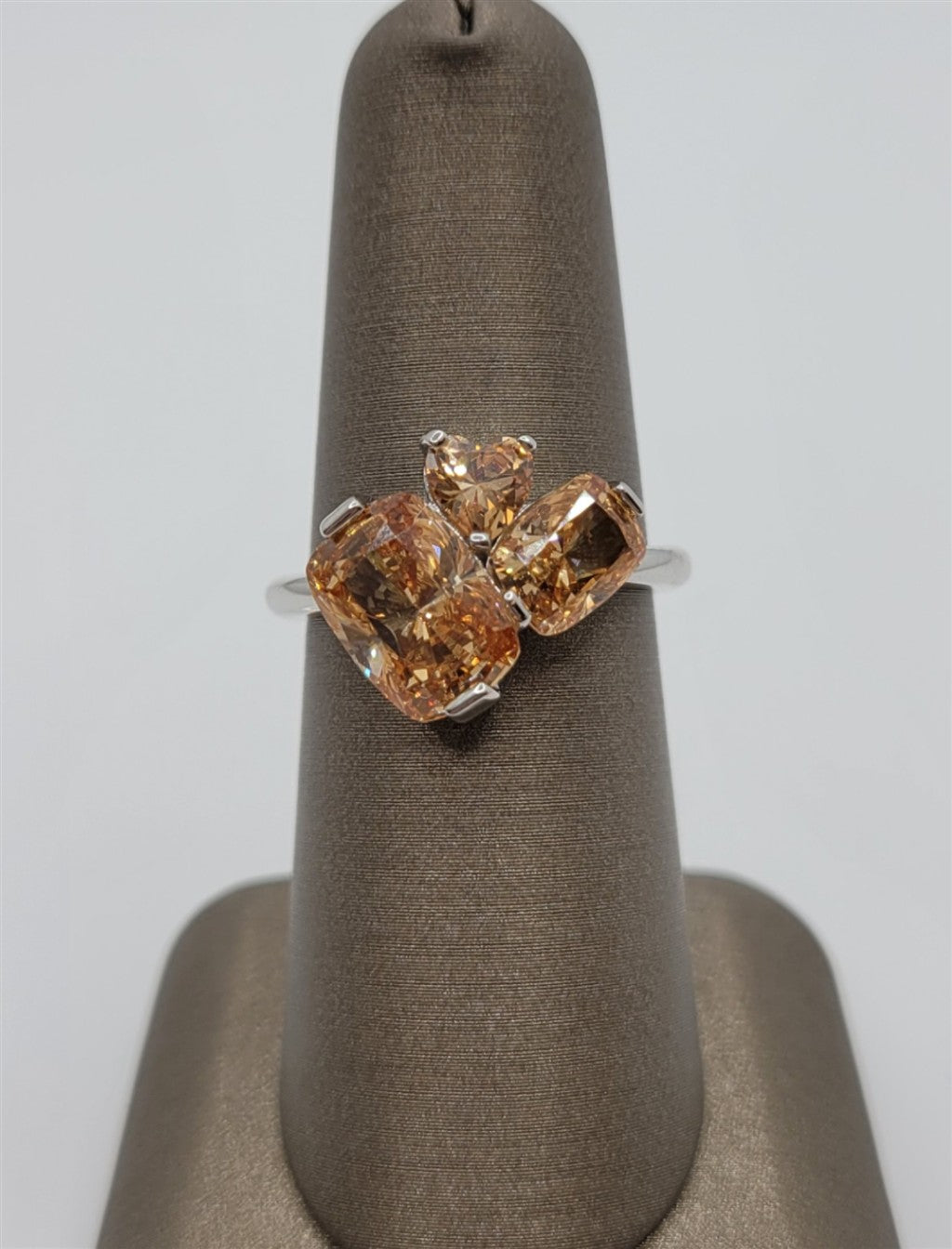 Sterling Silver Lab Grown Imperial Topaz 3-Stone Ring