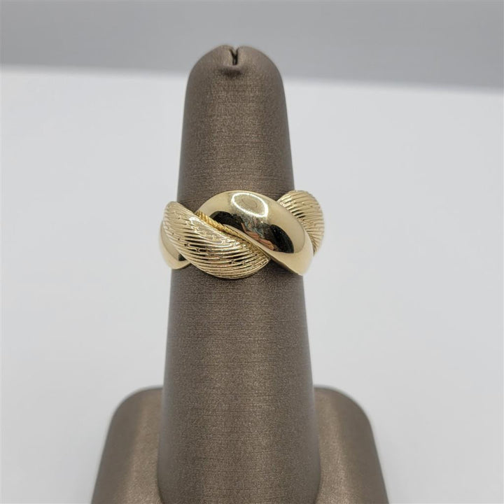 14K Yellow Gold Textured and Polished Twist Ring