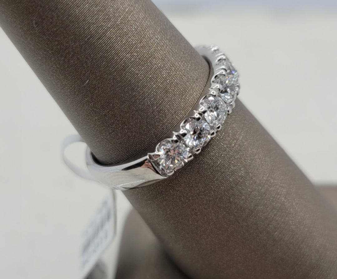 14K White Gold Prong Set Natural Diamond Wedding Band
