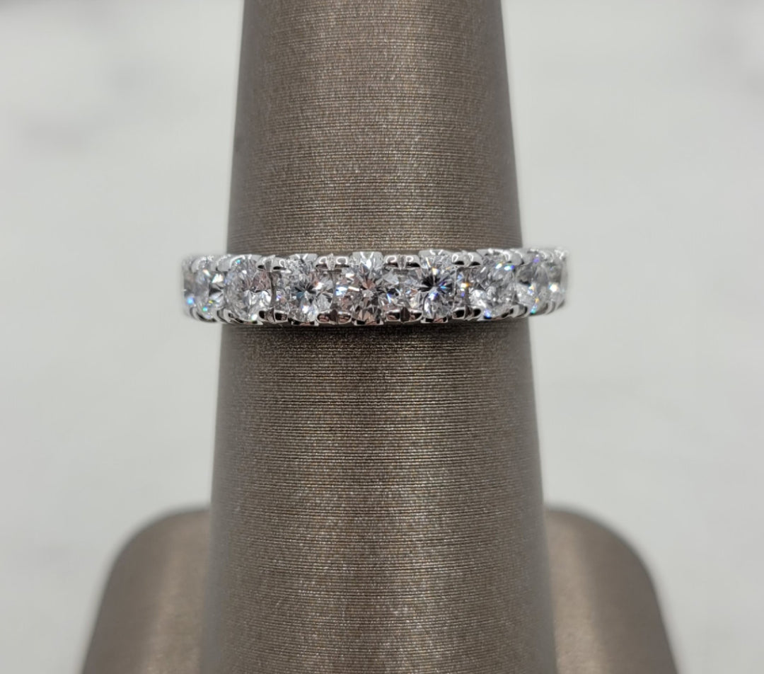 14K White Gold Prong Set Natural Diamond Wedding Band