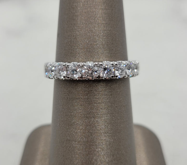 14K White Gold Prong Set Natural Diamond Wedding Band
