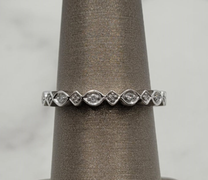 10K White Gold Stackable Diamond Wedding Ring
