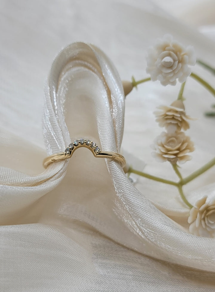 14K Yellow Gold Curved Rego Diamond Wedding Ring