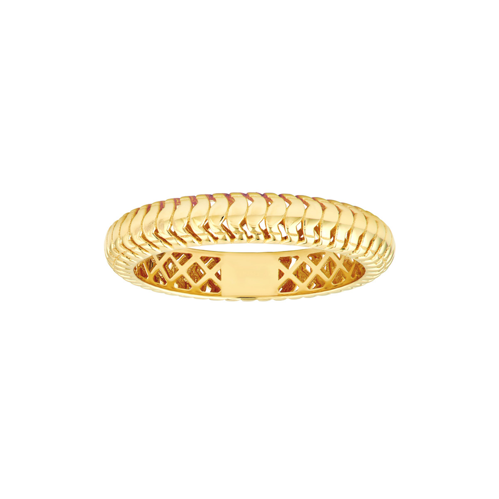 14K Yellow Gold Snake Textured Lightweight Fashion Ring