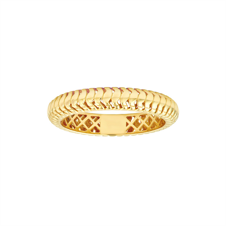 14K Yellow Gold Snake Textured Lightweight Fashion Ring