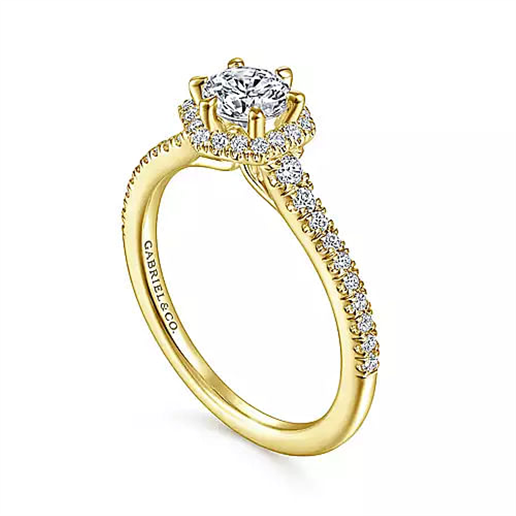 14K Yellow Gold Gabriel & Co Round Diamond Hexagonal Ring Mounting