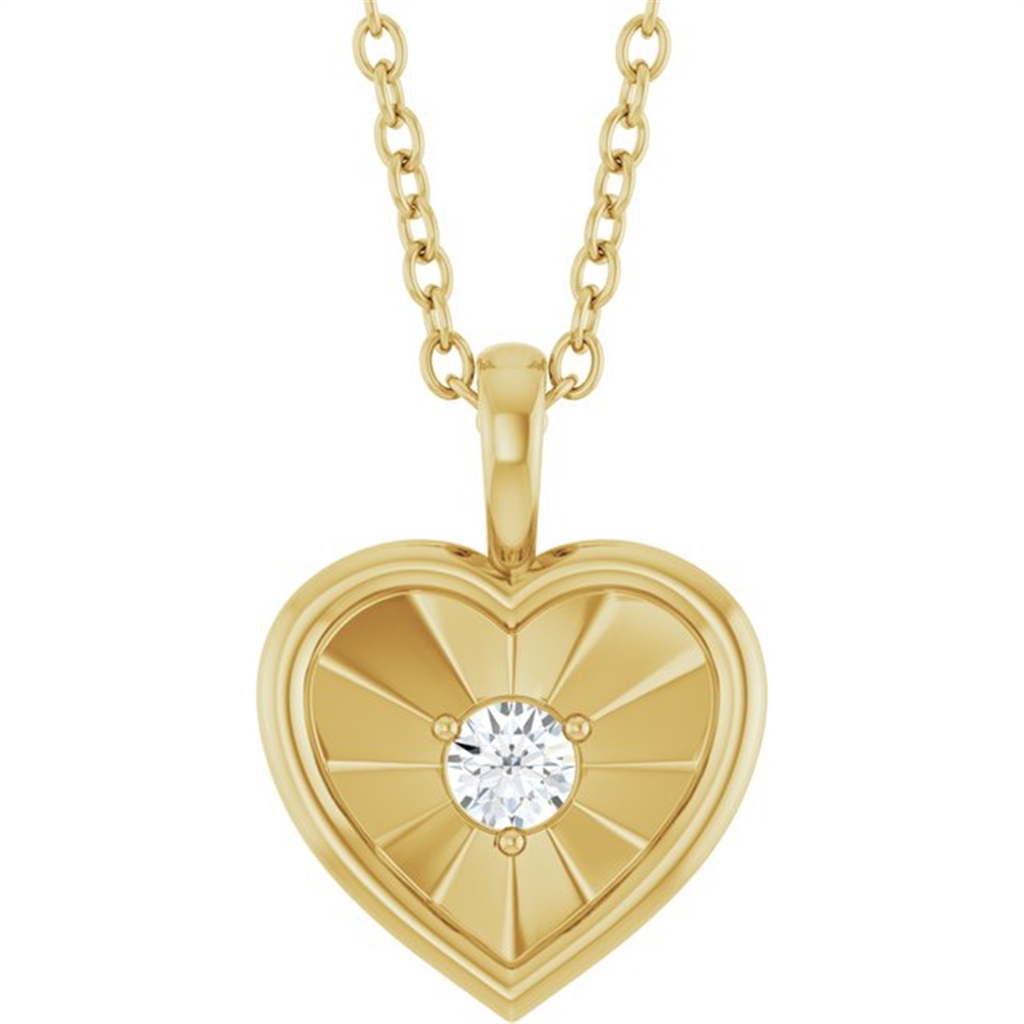 14K Yellow Gold Diamond Heart Fashion Necklace